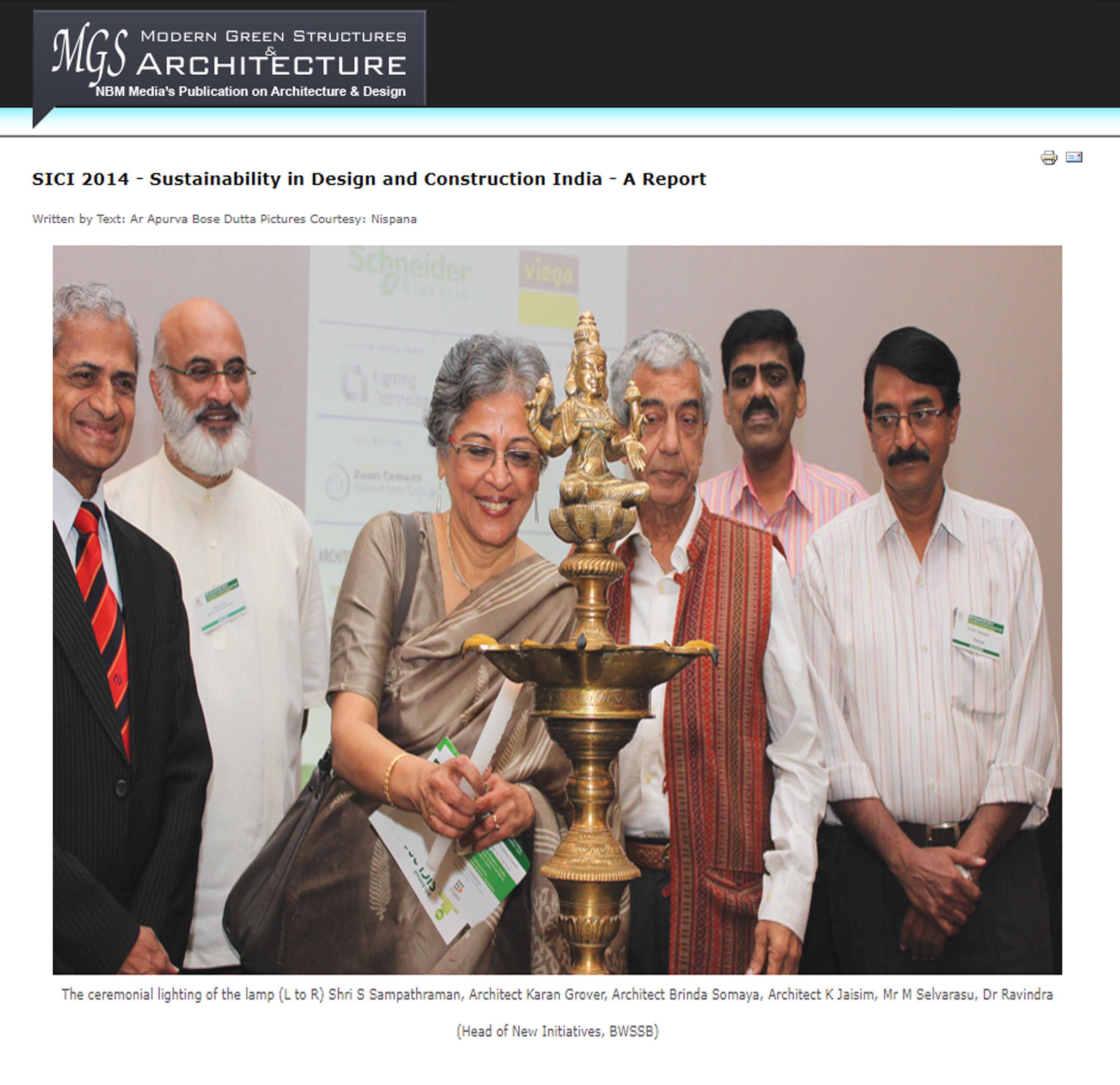 SICI 2014 - Sustainability in Design and Construction India - A Report, MGS Architecture -2014